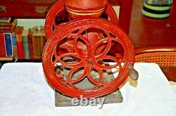ANTIQUE ENTERPRISE COFFEE GRINDER WITH RED PAINT & Stencil