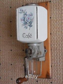 ANTIQUE FRENCH WALL COFFEE GRINDER MILL early 1900 Signed AS Works