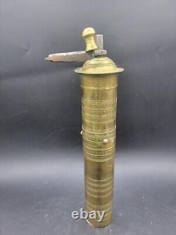 ANTIQUE HAND MADE HEAVY Engraved BRASS COFFEE GRINDER MILL