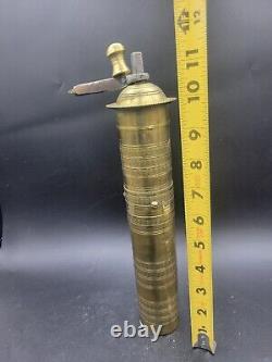 ANTIQUE HAND MADE HEAVY Engraved BRASS COFFEE GRINDER MILL