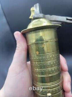 ANTIQUE HAND MADE HEAVY Engraved BRASS COFFEE GRINDER MILL