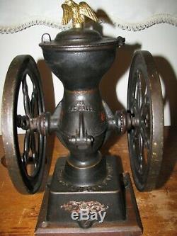 ANTIQUE LANDERS FRARY & CLARK COFFEE GRINDER / #20 Cast Iron two Wheel