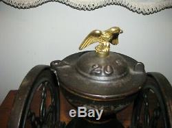 ANTIQUE LANDERS FRARY & CLARK COFFEE GRINDER / #20 Cast Iron two Wheel