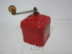 ANTIQUE MEAMS w HOLLAND WINDMILL LABEL RED TIN COFFEE GRINDER