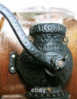ANTIQUE ORIGINAL CRYSTAL ARCADE COFFEE GRINDER With GLASS JAR CUP