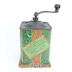 ANTIQUE TIN Litho Advertising NONE SUCH COFFEE GRINDER Mill BRONSON WALTON CO