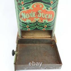 ANTIQUE TIN Litho Advertising NONE SUCH COFFEE GRINDER Mill BRONSON WALTON CO
