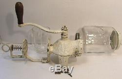 ANTIQUE VINTAGE WALL MOUNT ARCADE CRYSTAL No 3 COFFEE GRINDER MILL CAST IRON
