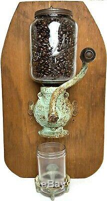 ARCADE # 3 COFFEE GRINDER Antique WALL MOUNT Victorian BURR MILL Jar CAST IRON