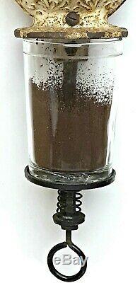 ARCADE # 3 COFFEE GRINDER Antique WALL MOUNT Victorian BURR MILL Jar CAST IRON