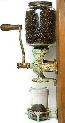 ARCADE # 3 COFFEE GRINDER Antique WALL MOUNT Victorian BURR MILL Jar CAST IRON