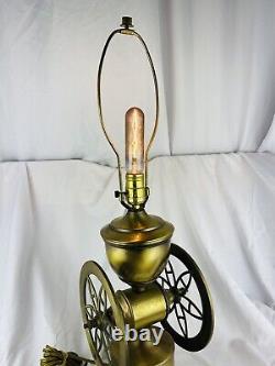 ATQ Brass Coffee Grinder Mill DOUBLE WHEEL TABLE LAMP LIGHT WORKS