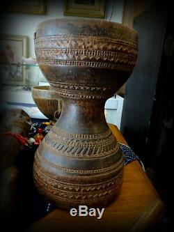 An Antique Coffee Ceremony Carved Wooden Grinder Mortar Ethiopia Africa Tribal