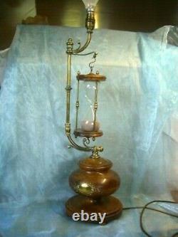 Antique 1784 Wooden coffee grinder with hour glass converted into a lamp 65cm H