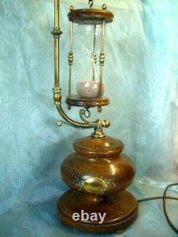 Antique 1784 Wooden coffee grinder with hour glass converted into a lamp 65cm H