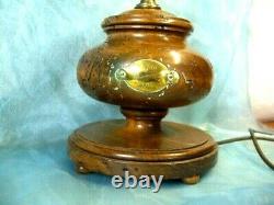 Antique 1784 Wooden coffee grinder with hour glass converted into a lamp 65cm H