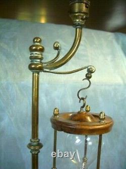 Antique 1784 Wooden coffee grinder with hour glass converted into a lamp 65cm H