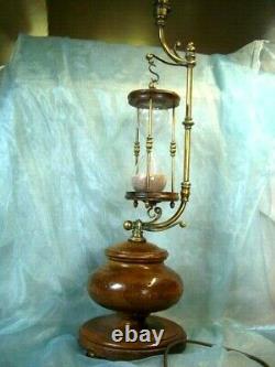 Antique 1784 Wooden coffee grinder with hour glass converted into a lamp 65cm H