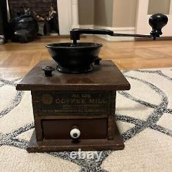 Antique 1800's Sun Manufacturing co. No. 125 Coffee Mill Grinder. RARE Working