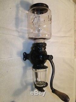 Antique 1800's TO EARLY 1900's ARCADE CRYSTAL COFFEE GRINDER COFFEE MILL, WORKS