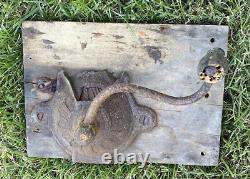 Antique 1800s COFFEE GRINDER Wall Mount Cast Iron Metal Wood Primitive Decor