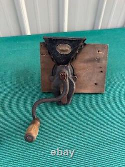 Antique 1860 Primitive Cast Iron J&E Parker's Union Coffee Mill Grinder