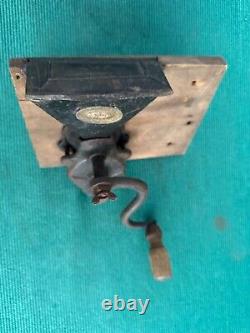 Antique 1860 Primitive Cast Iron J&E Parker's Union Coffee Mill Grinder