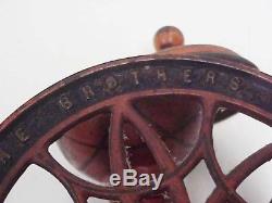 Antique 1875 Cast Iron Swift Mill Lane Brothers Coffee Grinder Single Wheel Burr
