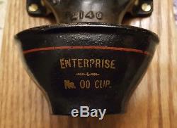 Antique 1890's ENTERPRISE MFG. CO No. 00 Wall Mounted Coffee Grinder Original Cup