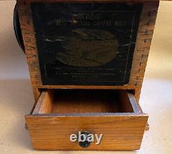 Antique 1894 Arcade Imperial Wood Coffee Grinder lap top Mill Wood & Cast Iron