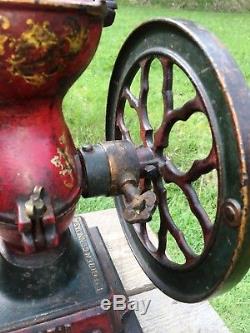 Antique 1897 Cha's Parker No. 200 Coffee Grinder 9 Wheels Cast Iron RARE