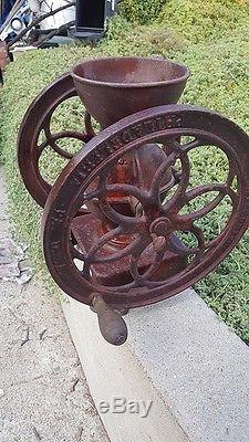 Antique 1898 Enterprise Cast Iron Coffee Mill Grinder Double Wheel