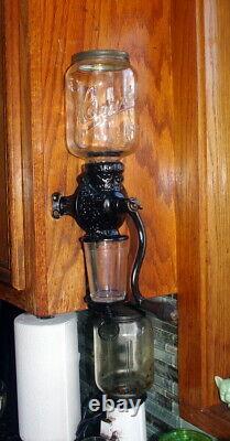 Antique 1920's Arcade Crystal No 3 Wall Mount Coffee MILL / Grinder Complete