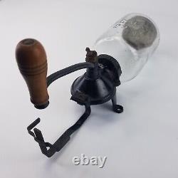 Antique 1920s Arcade No 25 Wall Mount Cast Iron & Glass Coffee Grinder