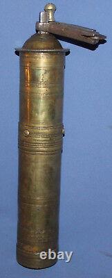 Antique 19c Ottoman Turkish brass coffee grinder mill with markings