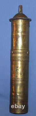 Antique 19c Ottoman Turkish brass coffee grinder mill with markings