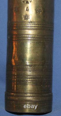 Antique 19c Ottoman Turkish brass coffee grinder mill with markings