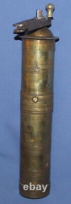 Antique 19c Ottoman Turkish brass coffee grinder mill with markings