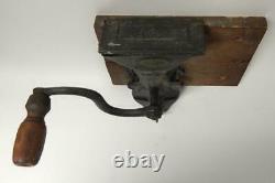 Antique 19th C. Wall Mount J & E Parker's Union Mill Cast Iron Coffee Grinder