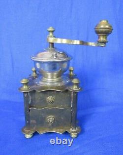 Antique, 19th Century Continental Brass and steel Coffee Grinder/Mill