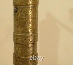 Antique 19th c Brass Spice Pepper Grinder / Coffee Mill Middle East Hand Grinder