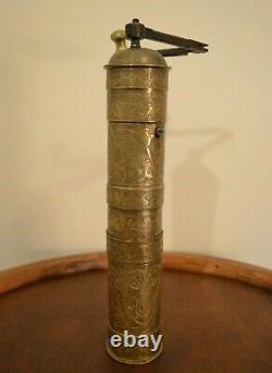 Antique 19th c Brass Spice Pepper Grinder / Coffee Mill Middle East Hand Grinder