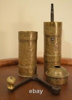 Antique 19th c Brass Spice Pepper Grinder / Coffee Mill Middle East Hand Grinder