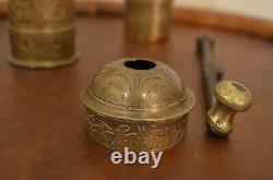 Antique 19th c Brass Spice Pepper Grinder / Coffee Mill Middle East Hand Grinder