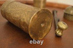 Antique 19th c Brass Spice Pepper Grinder / Coffee Mill Middle East Hand Grinder