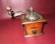 Antique 6 Dovetailed Boxwood Cast Iron Hand Crank Single Drawer Coffee Grinder