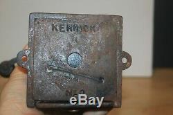 Antique A KENDRICK No. 0 Brass Hopper & Cast Iron Coffee Grinder Box with drawer