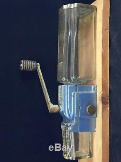 Antique ARCADE Art Deco Wall Mount Coffee Grinder Mill Crystal Cast Iron
