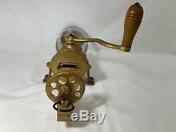 Antique ARCADE CRYSTAL # 1 Wall Mount Coffee Mill Grinder Gold