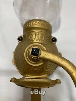 Antique ARCADE CRYSTAL # 1 Wall Mount Coffee Mill Grinder Gold